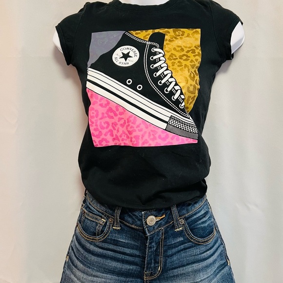 Converse t Shirt girls size Medium (10-12yrs ) black - Picture 2 of 12